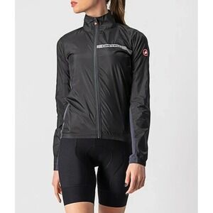 Castelli Superleggera Cycling Jacket XL Gray Windbreaker Reflective Full Zip